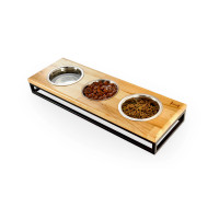 Три миски на подставке Lunch Bar Natural wood + Black