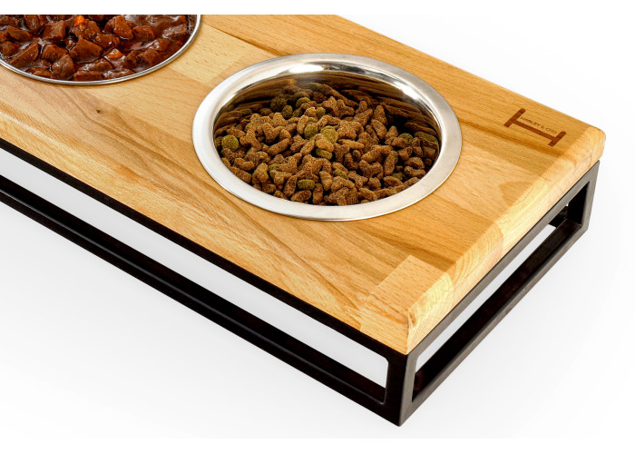 Три миски на подставке Lunch Bar Natural wood + Black