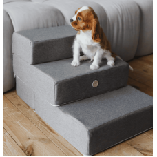 Ступеньки из мебельной рогожки для собак Harley and Cho Tetris Gray Light, светло-серые – double