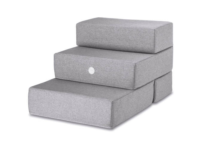 Ступеньки из мебельной рогожки для собак Harley and Cho Tetris Gray Light, светло-серые – double