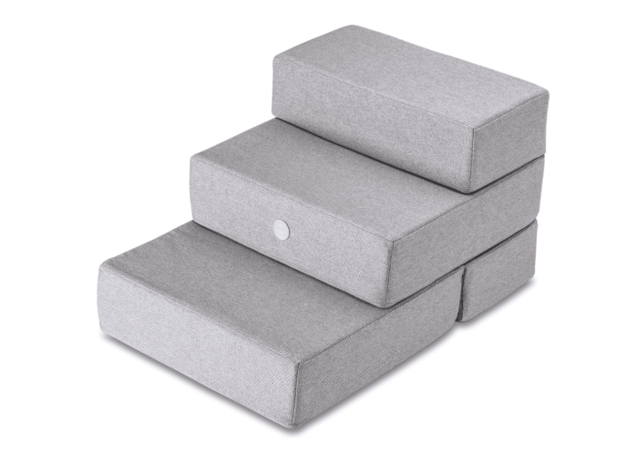 Ступеньки из мебельной рогожки для собак Harley and Cho Tetris Gray Light, светло-серые – double