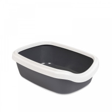 Туалет для кошек Природа с бортиком «Comfort» 41x30x13,5 см (пластик, цвет: серый)