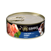 Вологий корм Savory для цуценят – з кроликом і куркою, 100 г