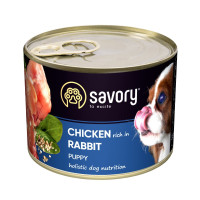 Вологий корм Savory для цуценят – з кроликом і куркою, 200 г