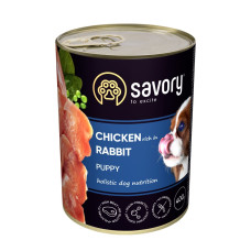 Влажный корм Savory для щенков – с кроликом и курицей, 400 г