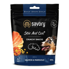 Лакомство для собак Savory Dog Skin and Coat with Salmon and Marigolds для здоровья кожи и шерсти у собак – с лососем и бархатцами, 200 г