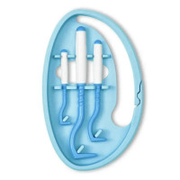 Тройной инструмент для удаления клещей Tick Twister O`Tom в держателе с прорезиненной ручкой, голубой