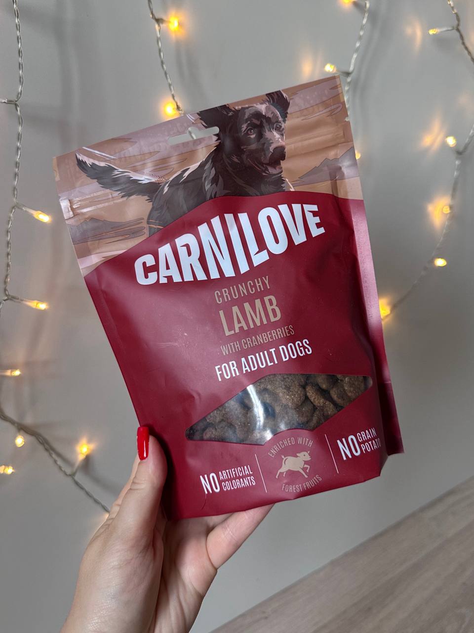 Лакомство хрустящие для собак Carnilove Crunchy Snack Lamb with Cranberries для укрепления иммунитета у собак – с ягненком и клюквой, 200 г Лакомство хрустящие для собак Carnilove Crunchy Snack Lamb with Cranberries для укрепления иммунитета у собак – с ягненком и клюквой, 200 г