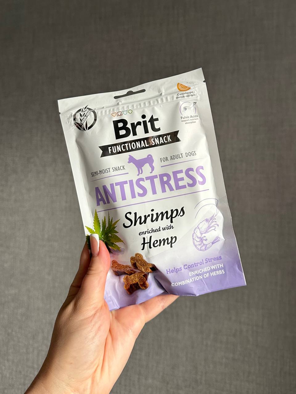Лакомство для собак Brit Care Functional Snack Antistress Shrimps для снятия стресса у собак – с креветками, 150 г Лакомство для собак Brit Care Functional Snack Antistress Shrimps для снятия стресса у собак – с креветками, 150 г