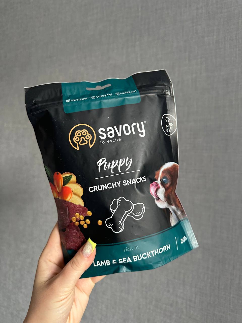 Ласощі для цуценят Savory Puppies Lamb and Sea Buckthorn для здорового росту – з ягням та обліпихою, 200 г Ласощі для цуценят Savory Puppies Lamb and Sea Buckthorn для здорового росту – з ягням та обліпихою, 200 г